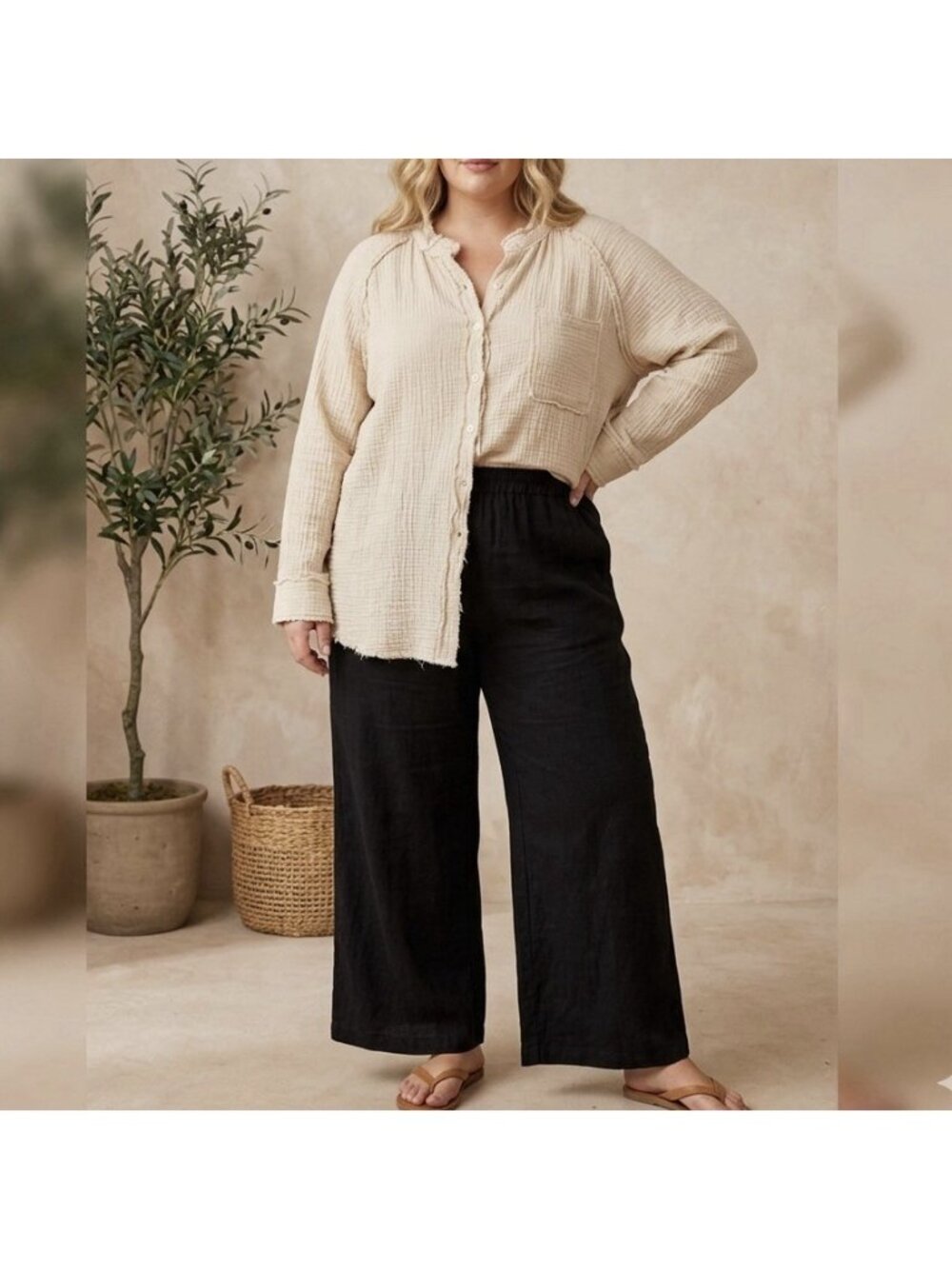 Belle Beach by‎ Kim Gravel Gauze Shirt Top Women’s 3X Resort Minimalist Beach